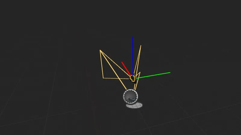 编辑器视口里选中 RGB 相机时画出的视锥（示意）